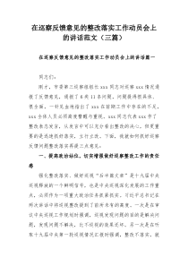 在巡察反馈意见的整改落实工作动员会上的讲话范文（三篇）