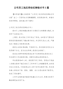 公司员工违反劳动纪律检讨书3篇