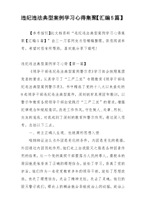 违纪违法典型案例学习心得集聚【汇编5篇】