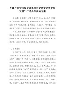 乡镇“抓学习促提升抓执行促落实抓效能促发展”行动具体实施方案