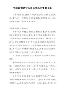 党的政治建设心得体会范文集聚4篇