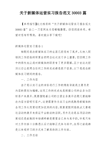 关于新媒体运营实习报告范文30003篇