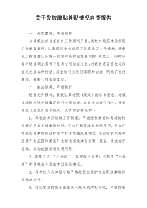 关于发放津贴补贴情况自查报告