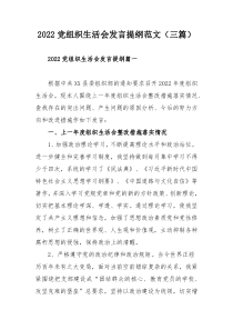 2022党组织生活会发言提纲范文（三篇）