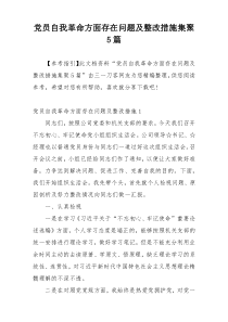 党员自我革命方面存在问题及整改措施集聚5篇