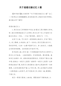 关于逍遥右脑记忆3篇