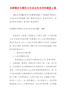 巡察整改专题民主生活会发言材料最新4篇