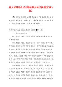 党支部组织生活会整改落实情况报告【汇编4篇】