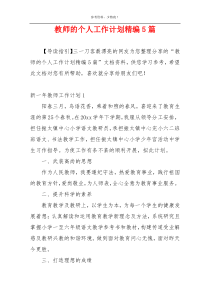 教师的个人工作计划精编5篇