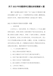 关于2023年问题清单及整改承诺最新4篇