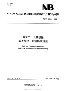 NBT 14020.3-2022 页岩气 工具设备 第3部分：趾端压裂滑套 