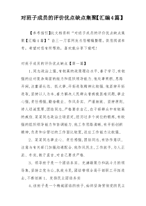 对班子成员的评价优点缺点集聚【汇编4篇】