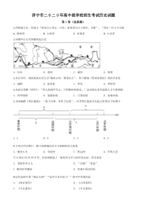 精品解析：山东省济宁市2020年中考历史试题（原卷版）