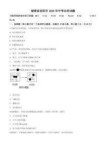 精品解析：湖南省岳阳市2020年中考化学试题（原卷版）