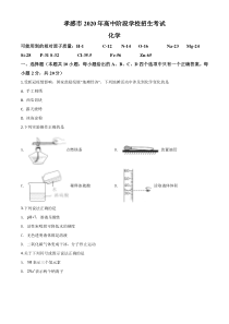 精品解析：湖北省孝感市2020年中考化学试题（原卷版）