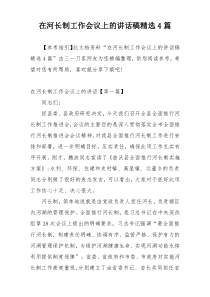 在河长制工作会议上的讲话稿精选4篇