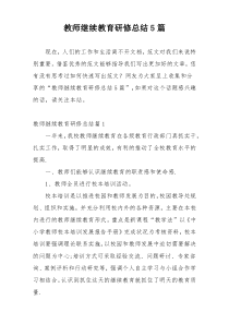 教师继续教育研修总结5篇