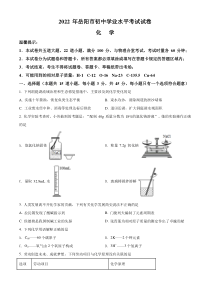 精品解析：2022年湖南省岳阳市中考化学真题（原卷版）