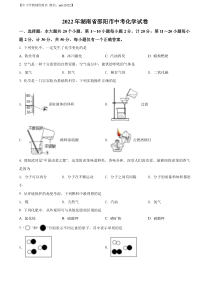 精品解析：2022年湖南省邵阳市中考化学真题（原卷版）