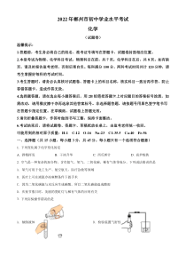 精品解析：2022年湖南省郴州市中考化学真题（原卷版）