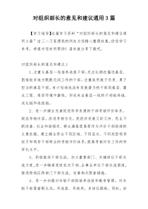 对组织部长的意见和建议通用3篇