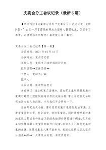 支委会分工会议记录（最新5篇）