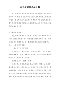 实习教师月总结5篇