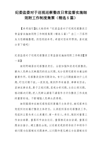 纪委监委对于巡视巡察整改日常监督实施细则附工作制度集聚（精选5篇）