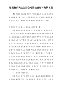 巡视整改民主生活会对照检查材料集聚8篇