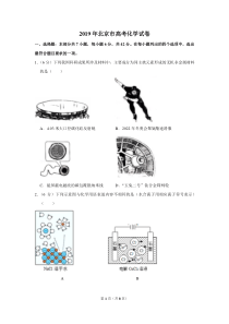 2019年北京市高考化学试卷（原卷版）