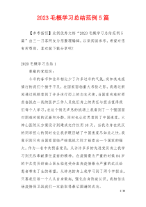 2023毛概学习总结范例5篇