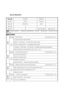 航材院财务部成本会计职务说明书