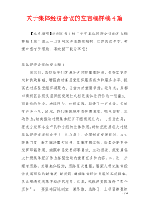 关于集体经济会议的发言稿样稿4篇