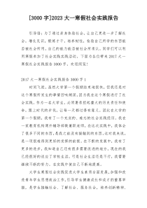 [3000字]2023大一寒假社会实践报告