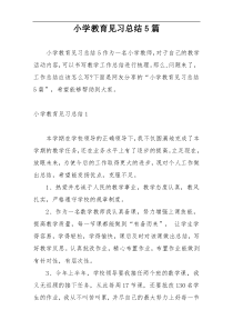 小学教育见习总结5篇