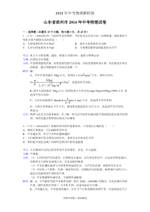 2014滨州中考物理试题及答案解析