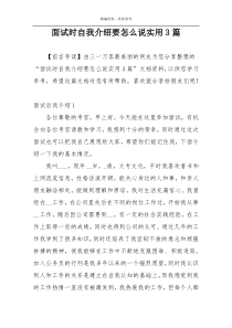 面试时自我介绍要怎么说实用3篇