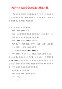 关于一月支委会会议记录（精选4篇）