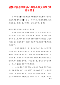 辅警纪律作风整顿心得体会范文集聚【通用5篇】