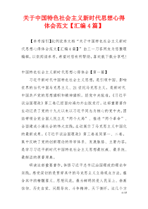 关于中国特色社会主义新时代思想心得体会范文【汇编4篇】