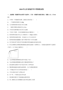 2018年山东临沂中考物理试题及答案