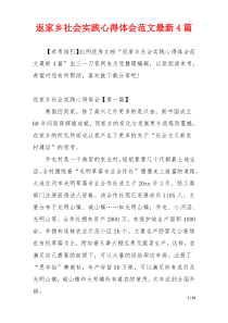 返家乡社会实践心得体会范文最新4篇