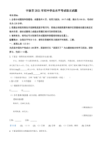 2021年浙江省宁波市中考语文试题（解析版）