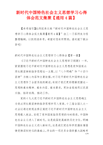 新时代中国特色社会主义思想学习心得体会范文集聚【通用4篇】