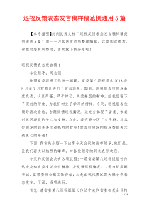 巡视反馈表态发言稿样稿范例通用5篇