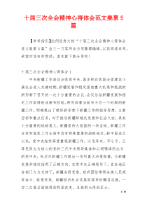 十届三次全会精神心得体会范文集聚5篇