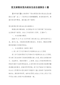 党支部落实党内政治生活自查报告3篇