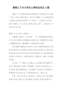 暑假三下乡大学生心得体会范文4篇