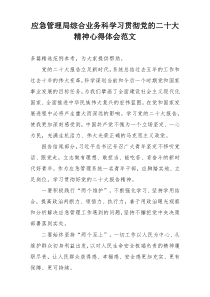 应急管理局综合业务科学习贯彻党的二十大精神心得体会范文