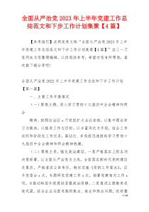 全面从严治党2023年上半年党建工作总结范文和下步工作计划集聚【4篇】